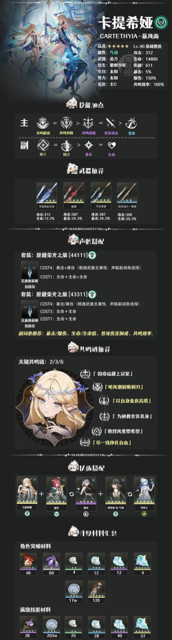 鸣潮鸣潮角色 | V3.0卡提希娅培养攻略一图流